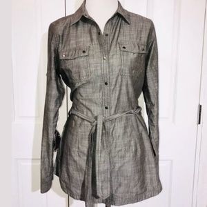 Columbia Tunic Snap Front Belted Chambray NWT